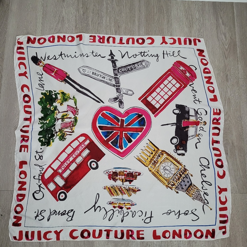 Juicy Couture RARE Ltd Edition London silk scarf